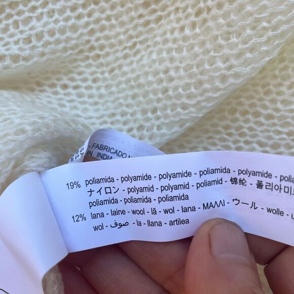 NET Zara cream long sleeved, asymmetrical hem, mesh, acrylic/cotton blend, Med - Picture 5 of 8